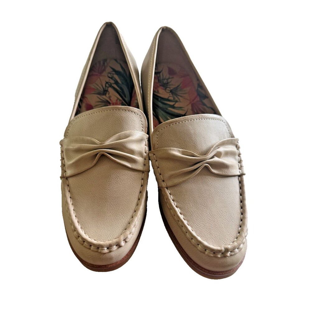 NWOT Boc Born Tan Bowie Ruched Faux Leather Loafers Size 10M